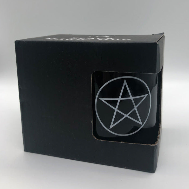 Boxed black ceramic Pentagram coffee mug by Horrorfier