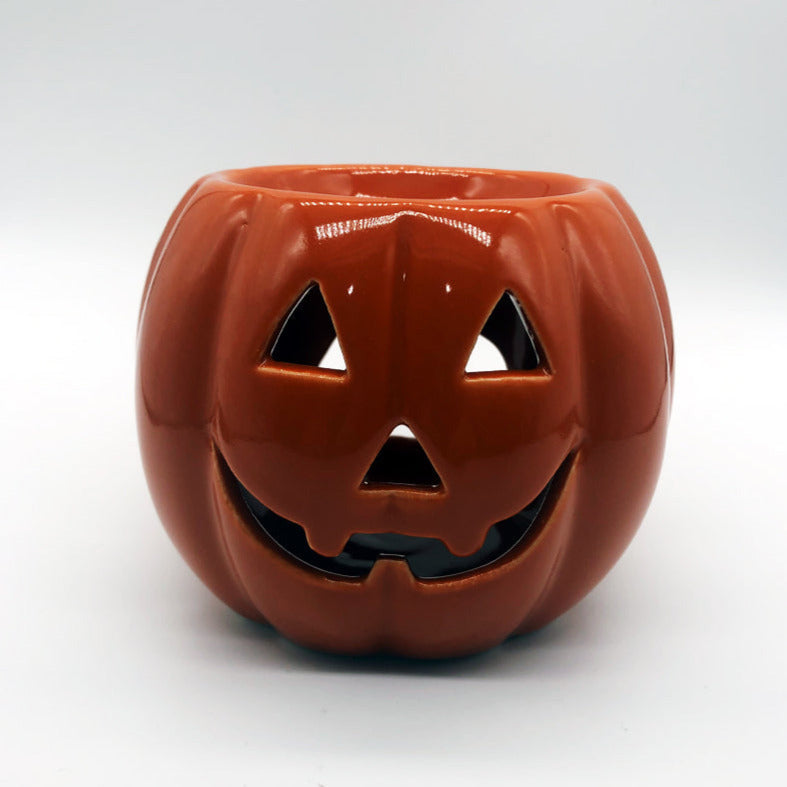 Ceramic orange pumpkin wax burner for scented wax melts by Horrorfier