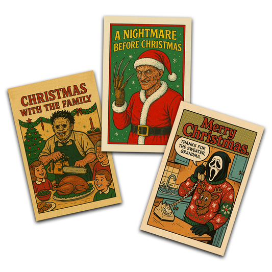 3x Horror Christmas Card Set 2