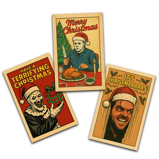 3x Horror Christmas Card Set 3