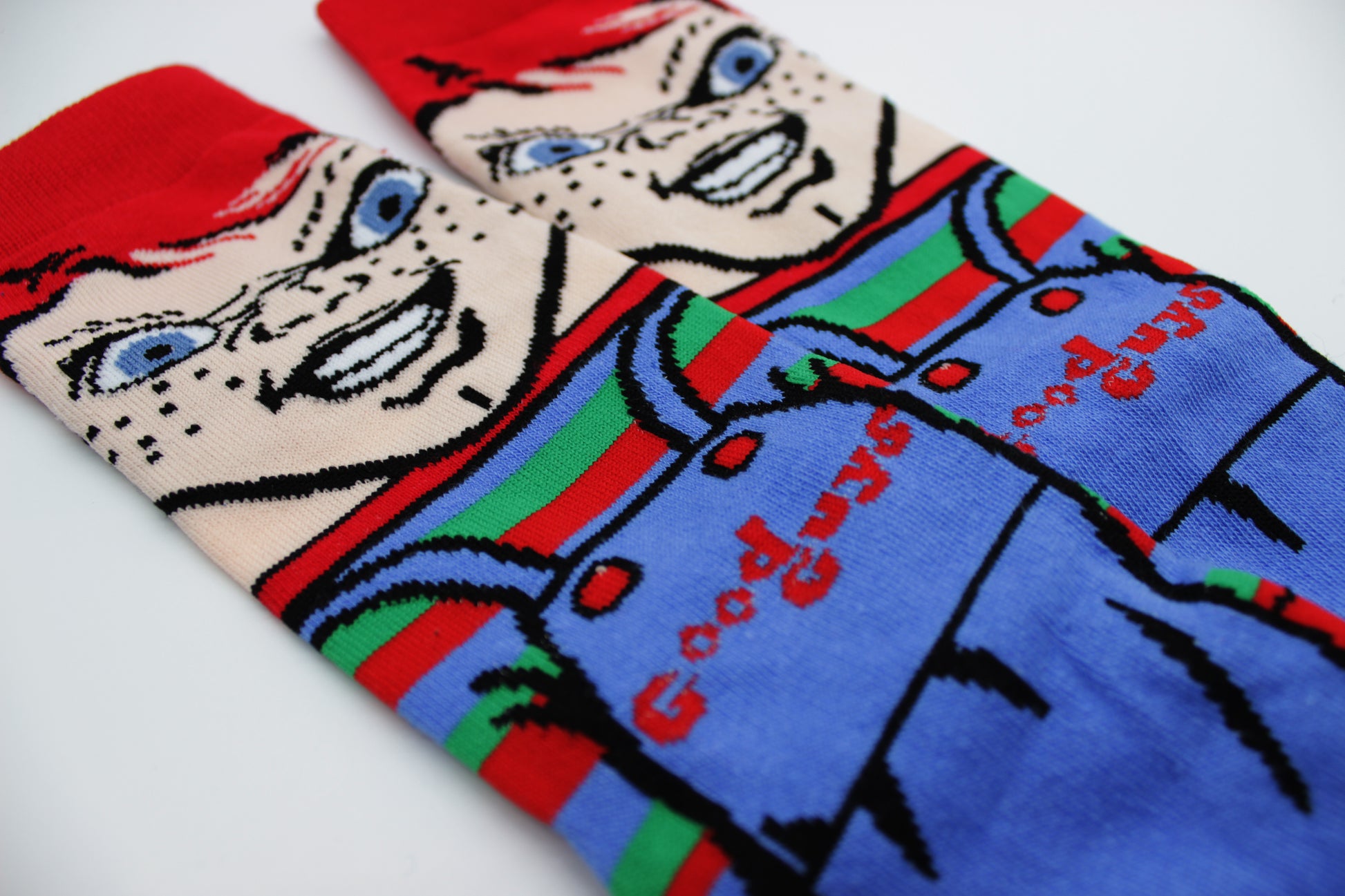 horrorfier.co.uk Chucky Good Guy Doll Socks Close Up