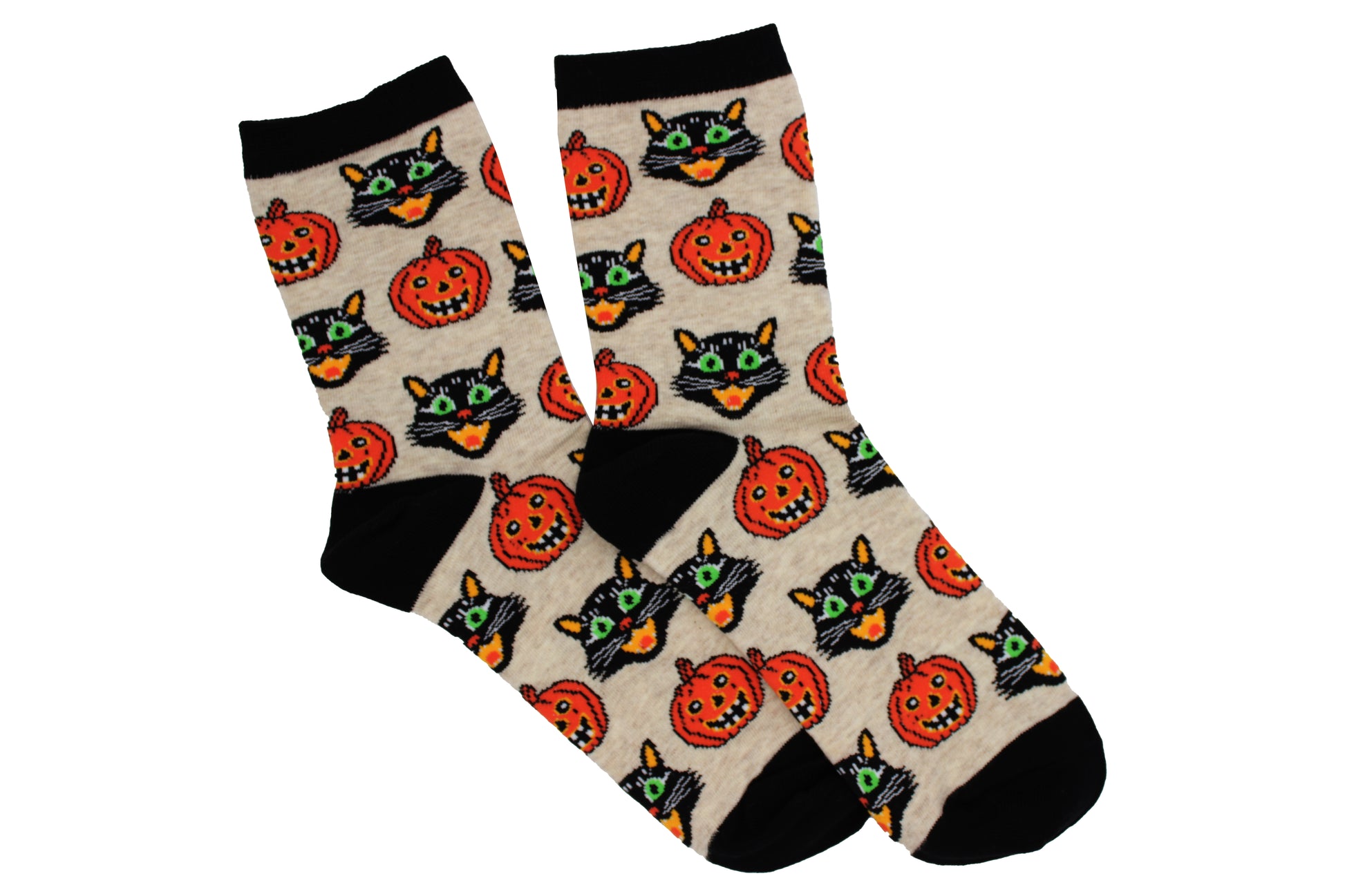 Black Cat and Pumpkin Halloween Socks