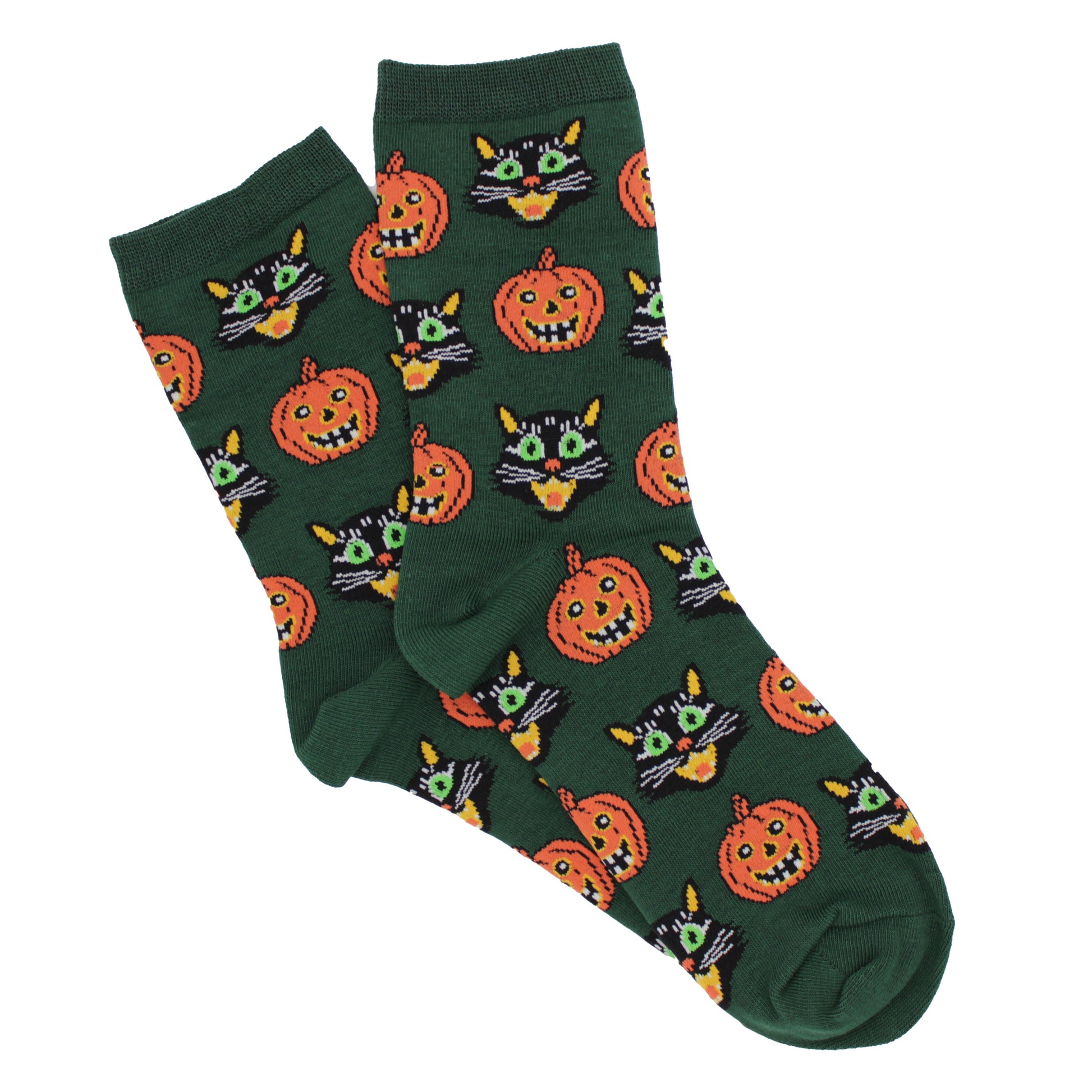 Unisex black cats and Jack O'Lantern Halloween socks